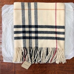 Burberry Cream and Black Fringe Snood/ Scarf (Vintage)